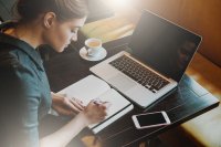 Beautiful woman at laptop