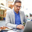 Professional businessman at a a laptop